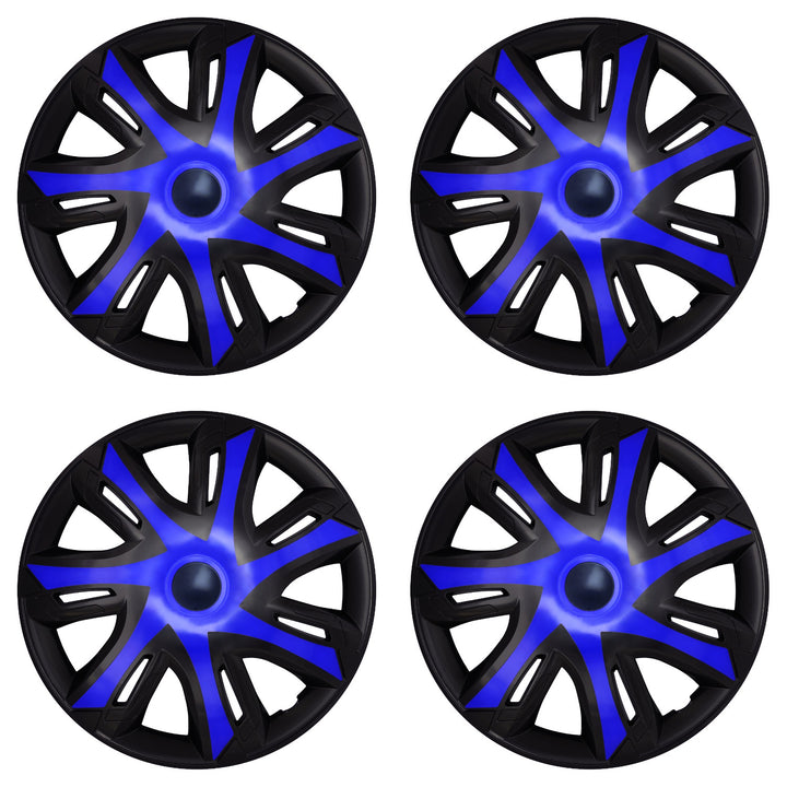 NRM N-Power 14'' Universal Car Hubcaps, Blue/Black, Set of 4