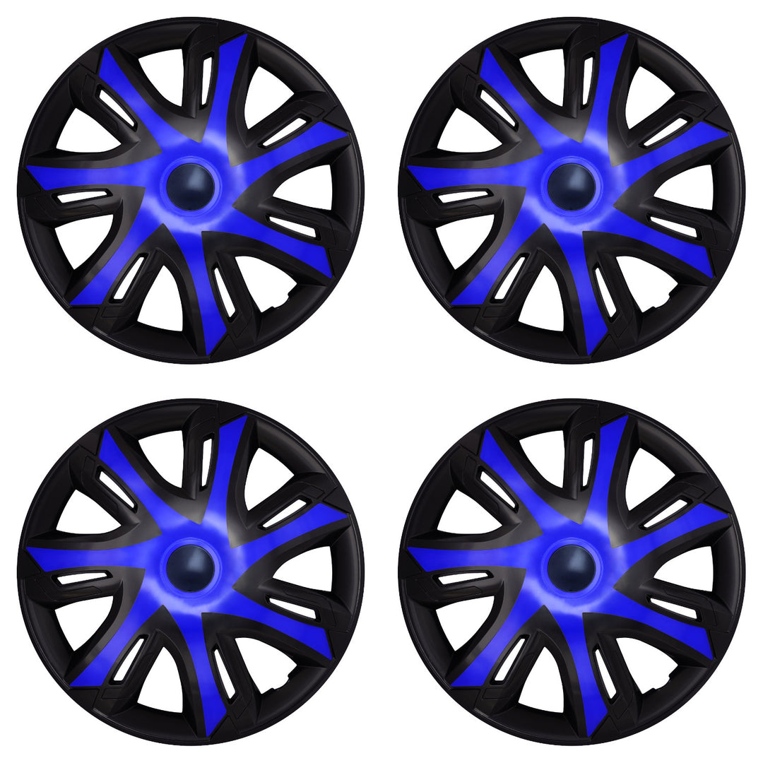 NRM N-Power 16'' Universal Car Hubcaps, Blue/Black, Set of 4