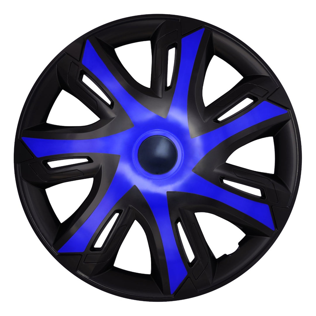 NRM N-Power 16'' Universal Car Hubcaps, Blue/Black, Set of 4