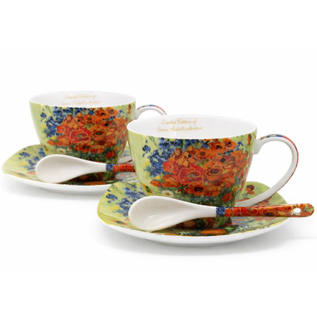 Van Gogh Poppies Porcelain Cups, 2x250 ml, Set of 2, Queen Isabell