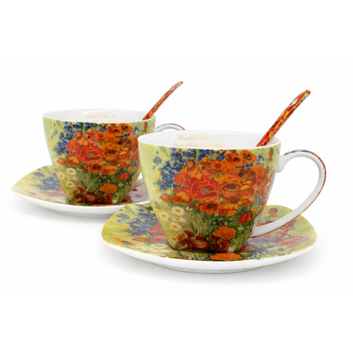 Van Gogh Poppies Porcelain Cups, 2x250 ml, Set of 2, Queen Isabell