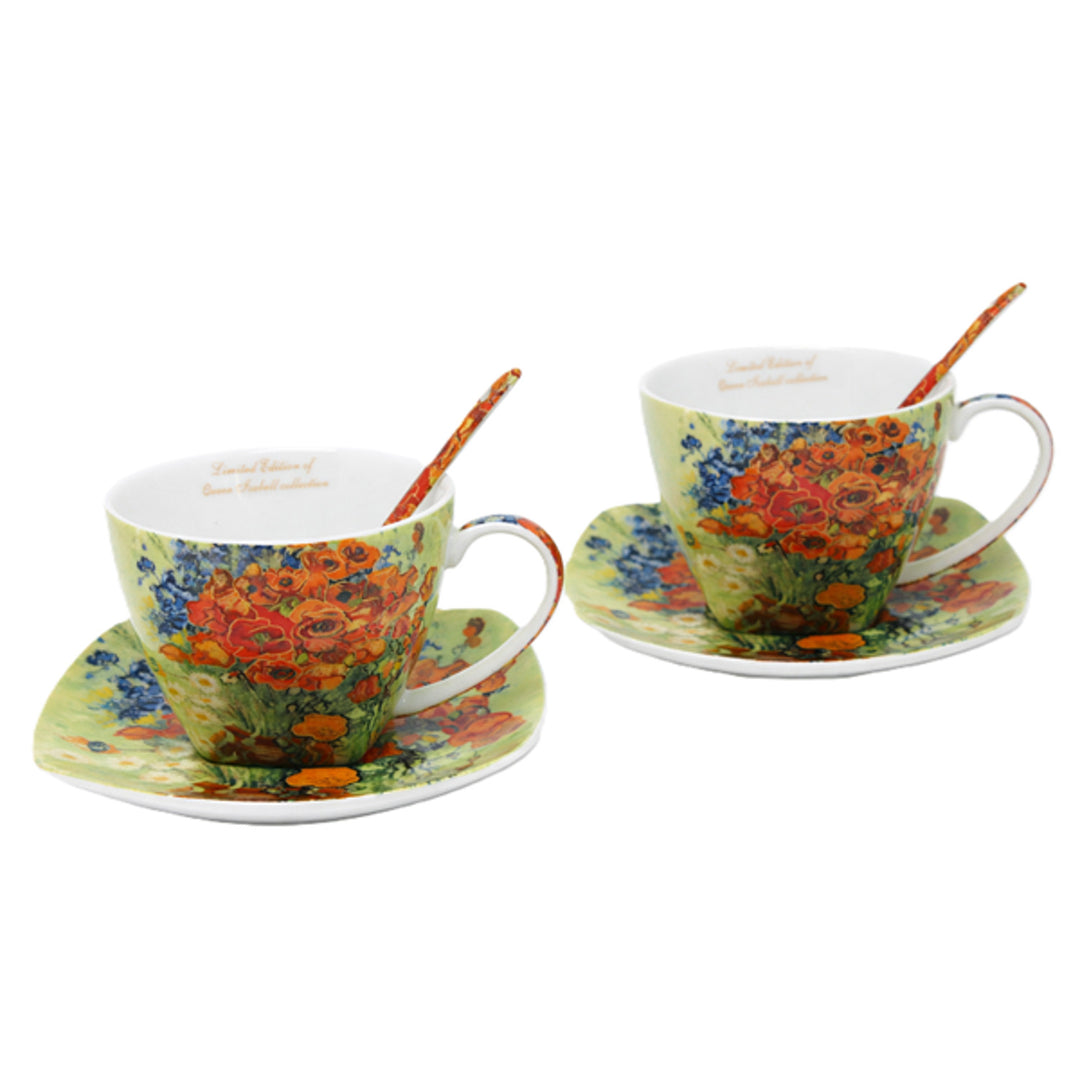 Van Gogh Poppies Porcelain Cups, 2x250 ml, Set of 2, Queen Isabell