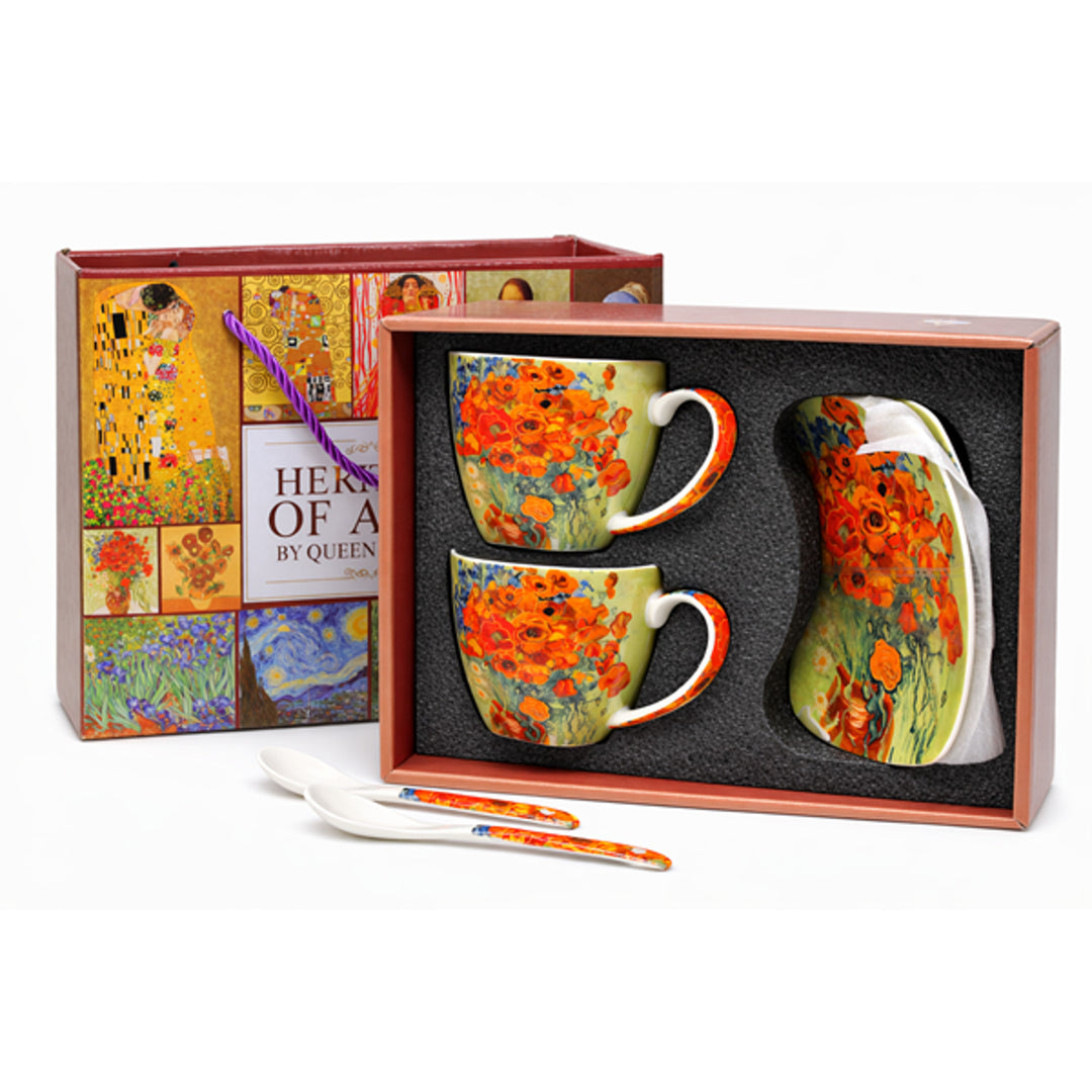 Van Gogh Poppies Porcelain Cups, 2x250 ml, Set of 2, Queen Isabell