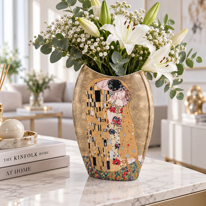 Porcelain vase in a gift box, Klimt's "The Kiss" collection