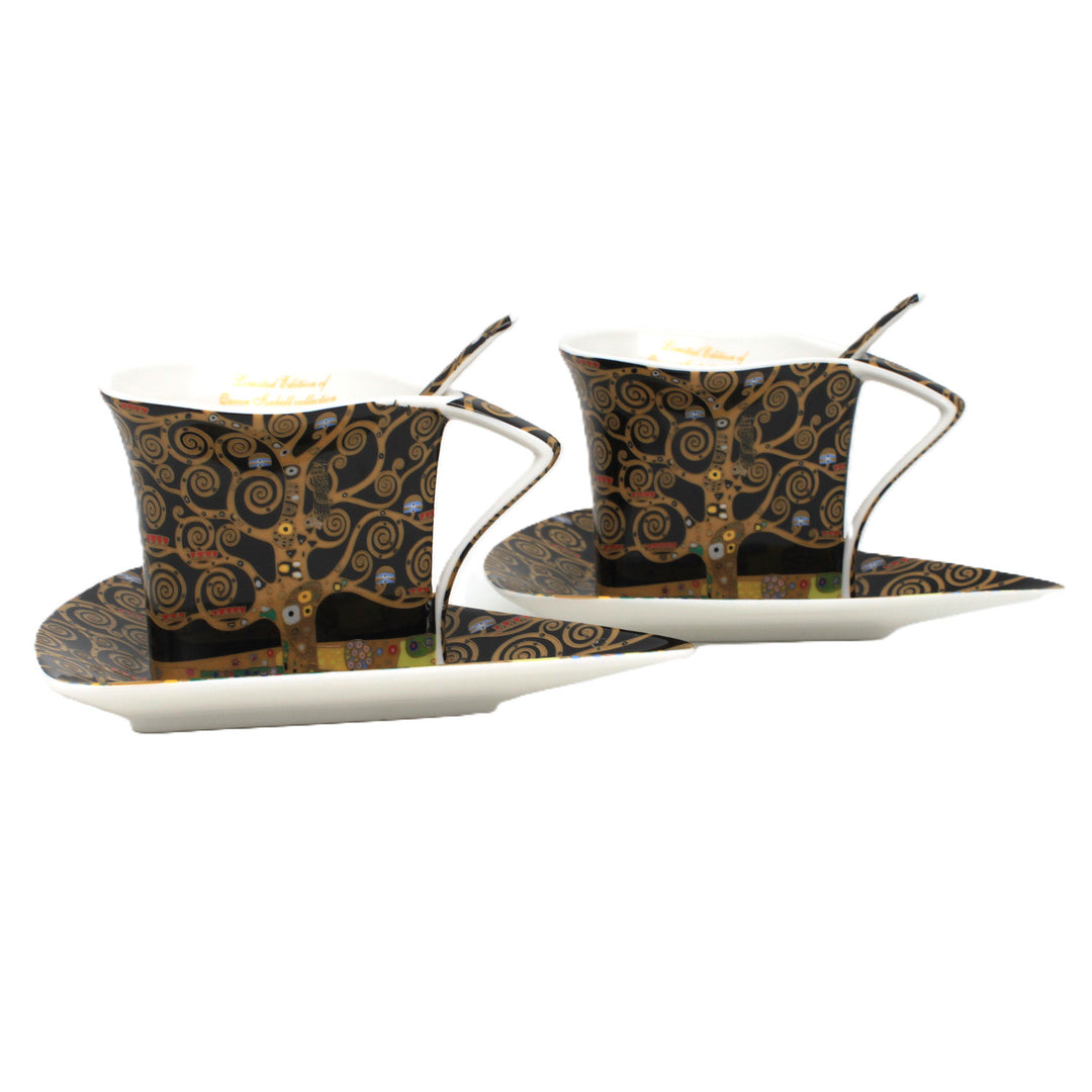 Klimt "Tree of Life" Porcelain Cups, 2x180 ml, with Spoons, Queen Isabell