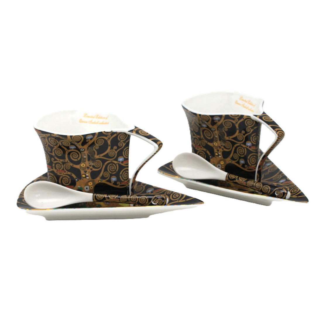 Klimt "Tree of Life" Porcelain Cups, 2x180 ml, with Spoons, Queen Isabell