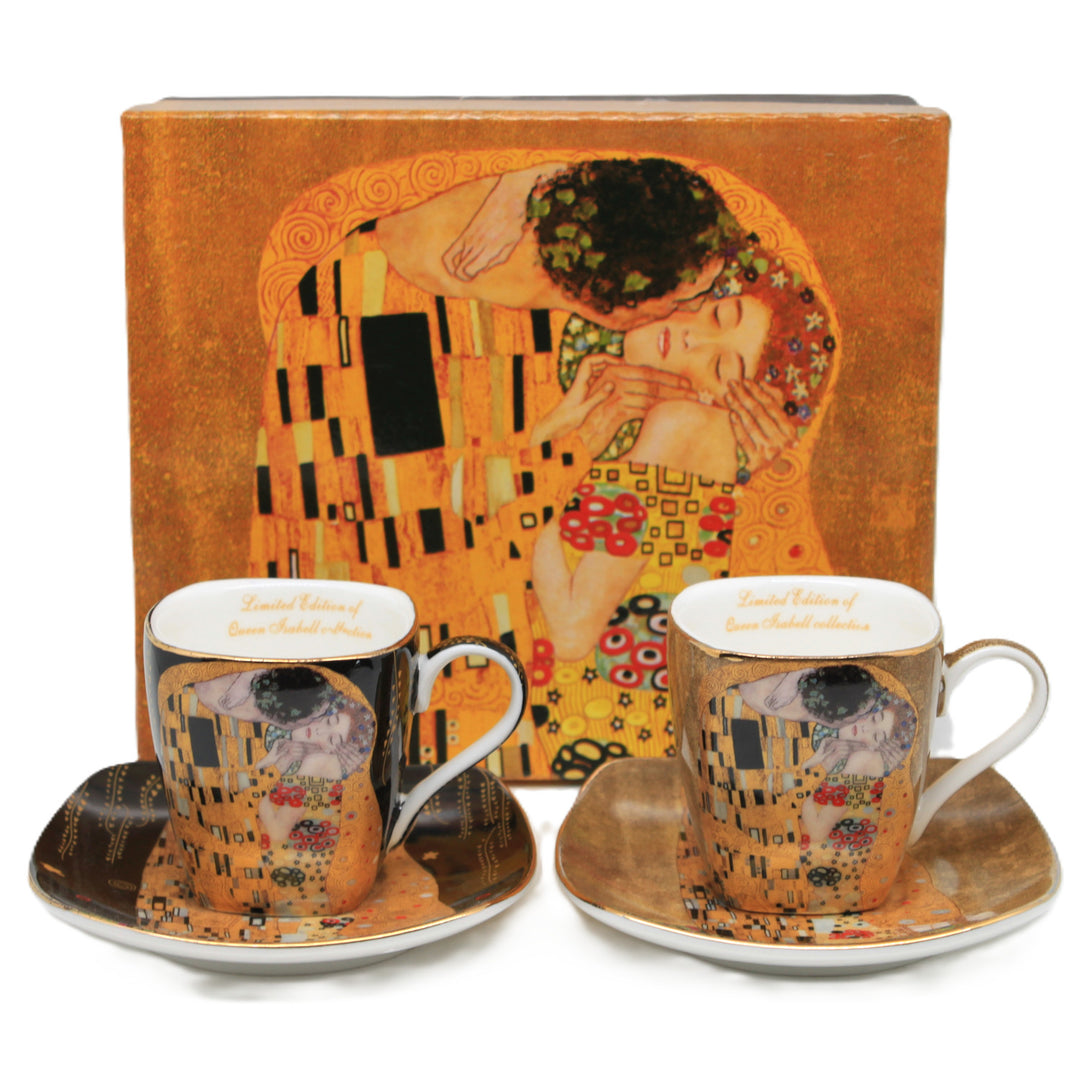 Klimt "The Kiss" Porcelain Espresso Cups, 2x100 ml, Queen Isabell
