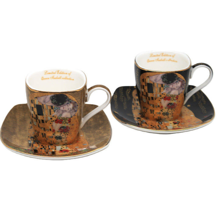 Klimt "The Kiss" Porcelain Espresso Cups, 2x100 ml, Queen Isabell