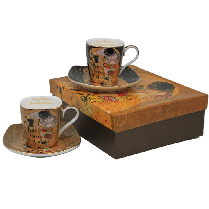 Klimt "The Kiss" Porcelain Espresso Cups, 2x100 ml, Queen Isabell
