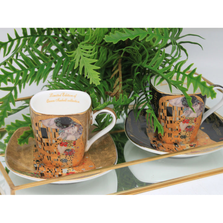 Klimt "The Kiss" Porcelain Espresso Cups, 2x100 ml, Queen Isabell