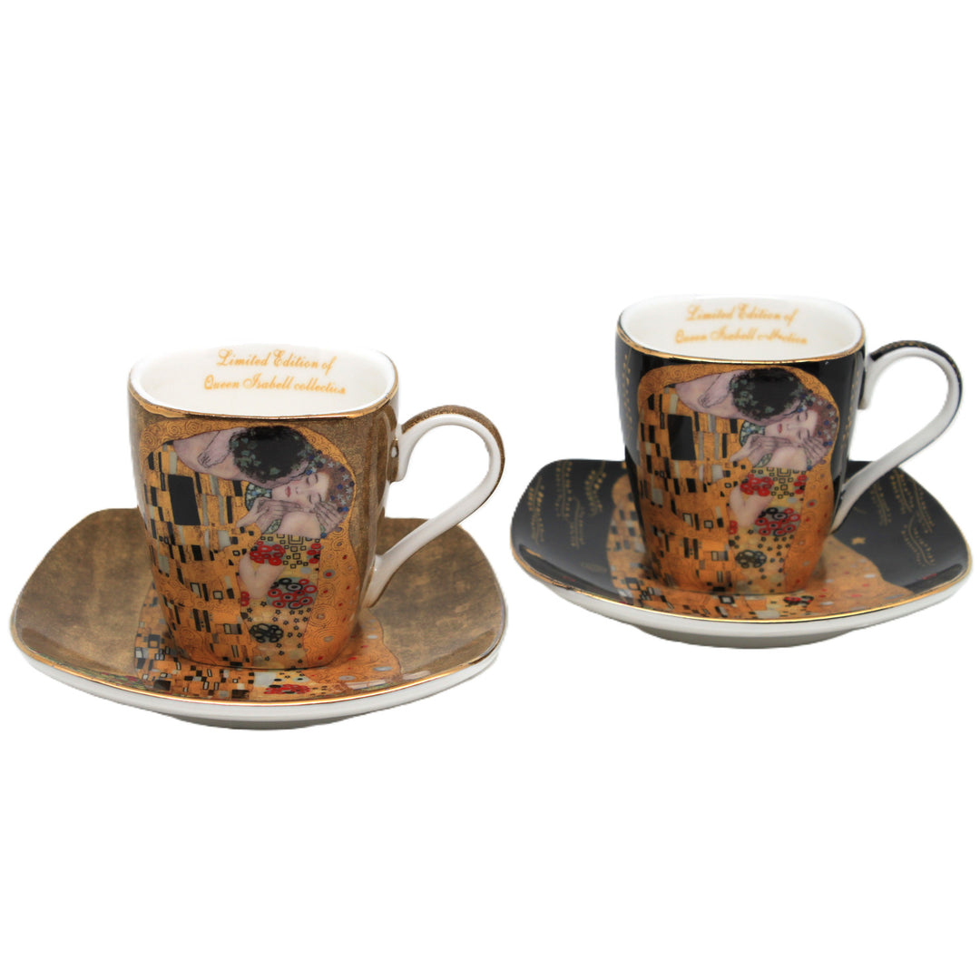 Klimt "The Kiss" Porcelain Espresso Cups, 2x100 ml, Queen Isabell