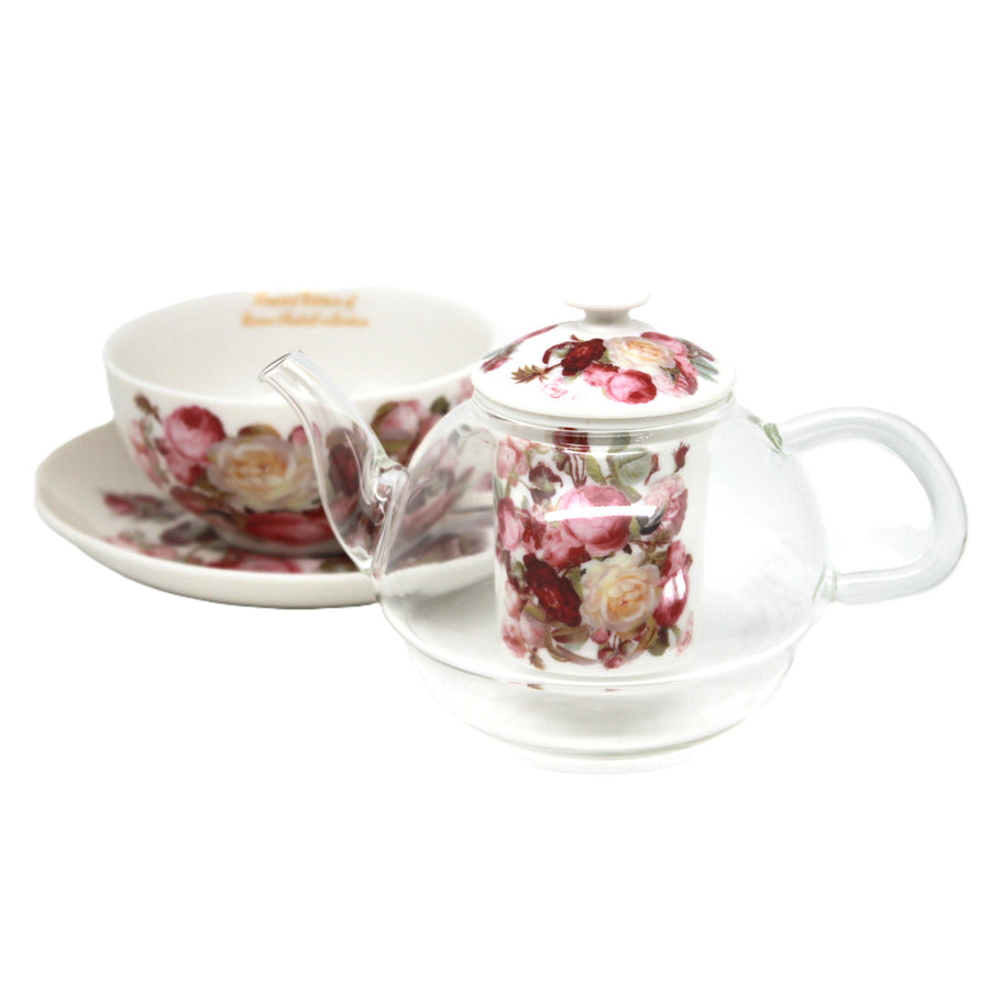 "Roses" Tea Set, Cup and Pot (Tea for One) by Queen Isabell