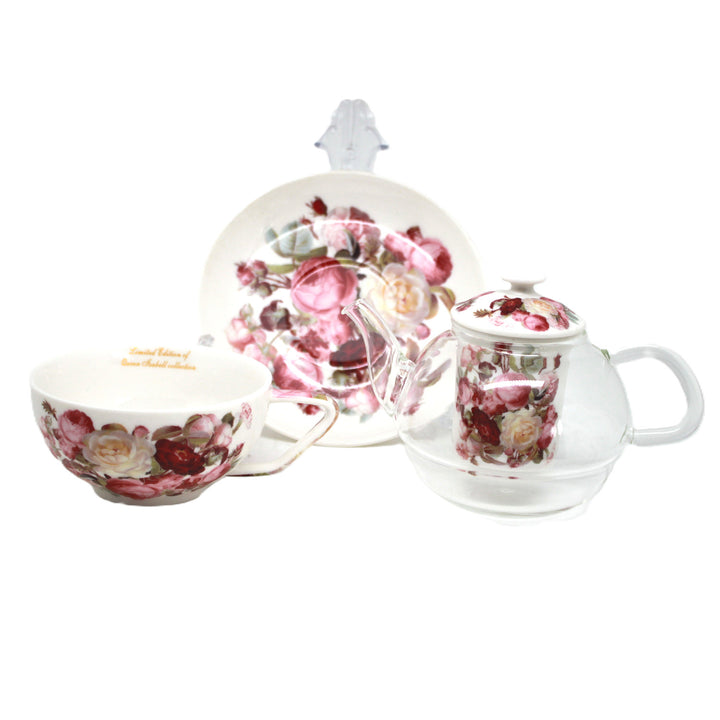"Roses" Tea Set, Cup and Pot (Tea for One) by Queen Isabell