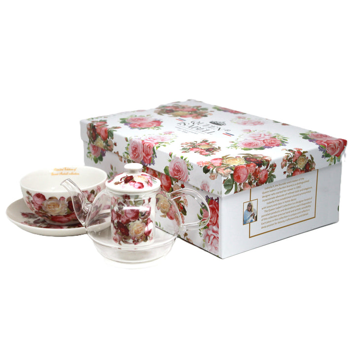 "Roses" Tea Set, Cup and Pot (Tea for One) by Queen Isabell