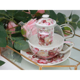 "Roses" Tea Set, Cup and Pot (Tea for One) by Queen Isabell