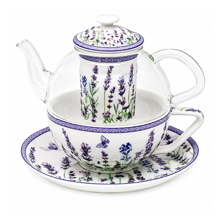 Lavender Tea Set, Cup and Teapot (Tea for One) by Queen Isabell