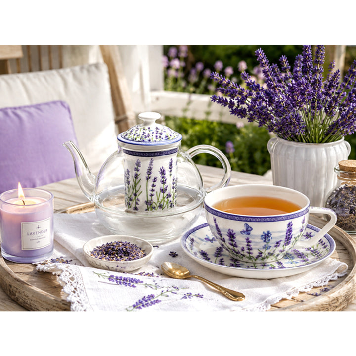Lavender Tea Set, Cup and Teapot (Tea for One) by Queen Isabell