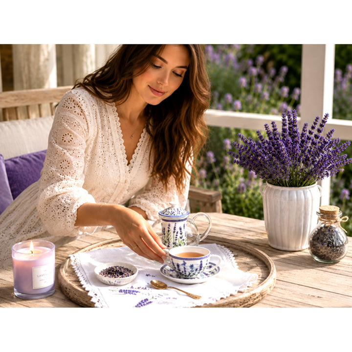 Lavender Tea Set, Cup and Teapot (Tea for One) by Queen Isabell