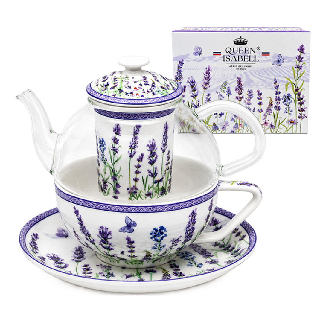 Lavender Tea Set, Cup and Teapot (Tea for One) by Queen Isabell
