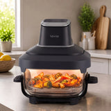 LOVIO PureFry Ultra Crisp LVAF003BK Oil-Free Air Fryer, 4L + 1.5L, 1550W, Black, Glass Baskets