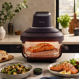LOVIO PureFry Ultra Crisp LVAF003BK Oil-Free Air Fryer, 4L + 1.5L, 1550W, Black, Glass Baskets