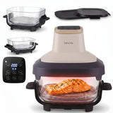 LOVIO PureFry Ultra Crisp LVAF003BE Oil-Free Air Fryer, 4L + 1.5L, 1550W, Beige, with Glass Bowls
