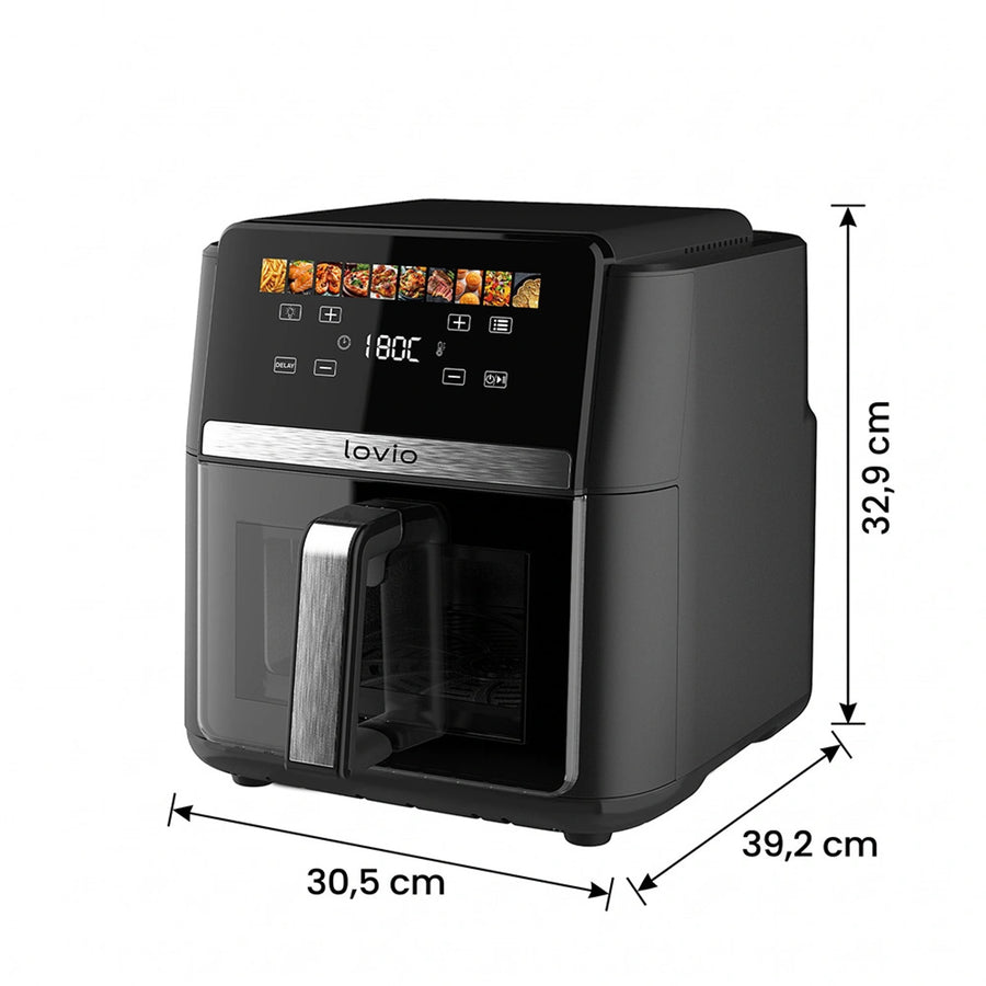 LOVIO DualHeat XXL Ceramic LVAF004BK 9L 2000W Oil-Free Air Fryer, Black