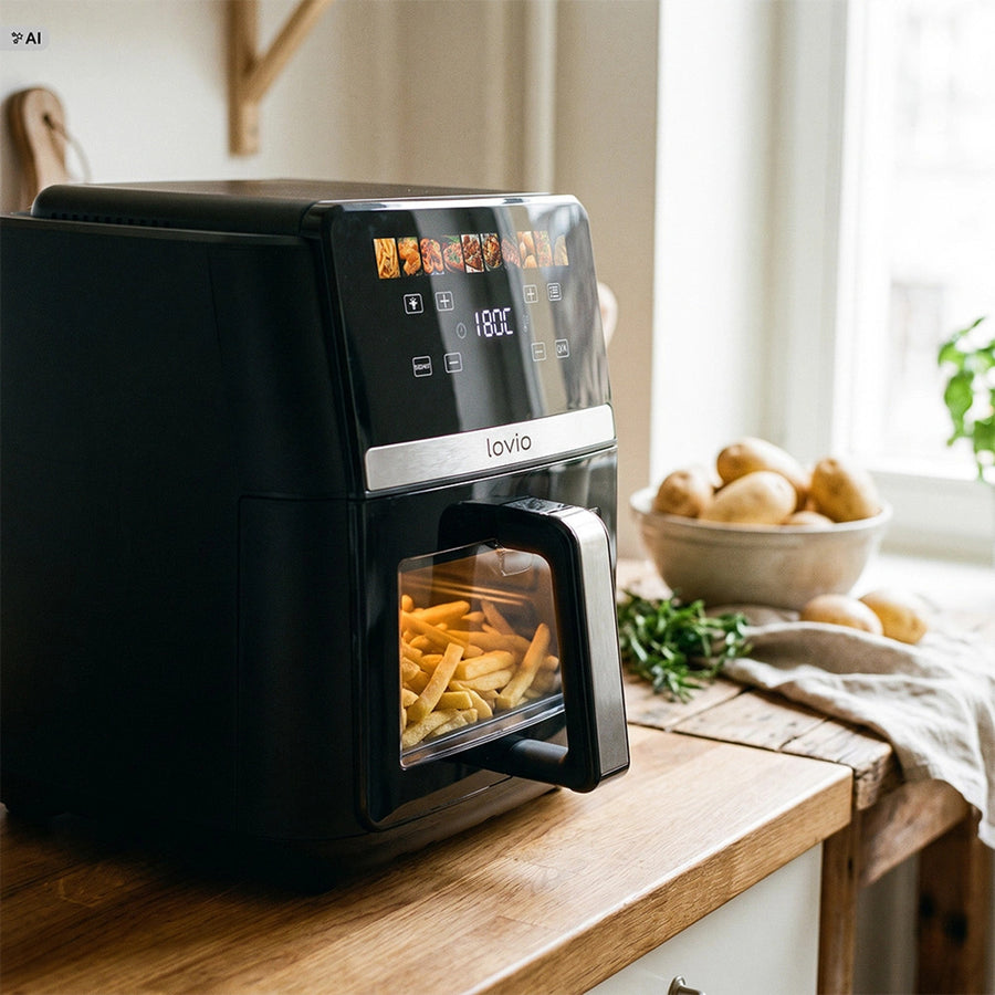 LOVIO DualHeat XXL Ceramic LVAF004BK 9L 2000W Oil-Free Air Fryer, Black