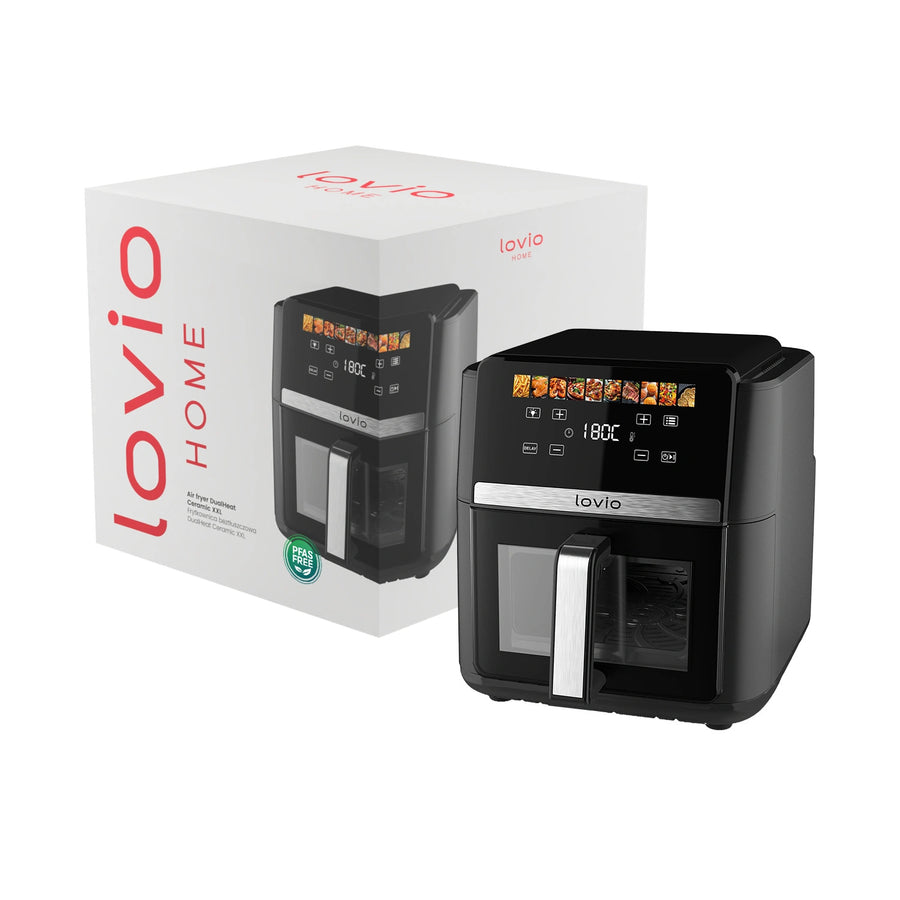 LOVIO DualHeat XXL Ceramic LVAF004BK 9L 2000W Oil-Free Air Fryer, Black