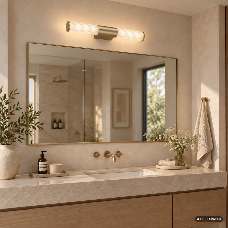 Bathroom Wall Sconce, Calyn, LED 8W, 4000K, 620 lm, L40 cm, Gold, IP44, 75104