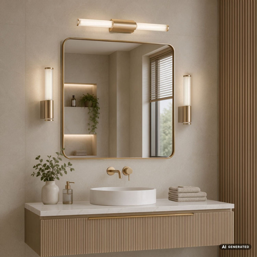 Bathroom Wall Sconce, Calyn, LED 15W, 4000K, 1450 lm, L60 cm, Gold, IP44, 75105