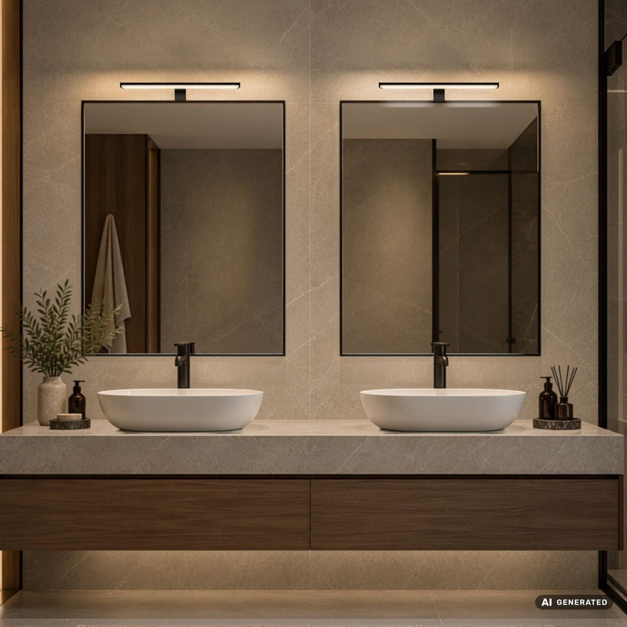 Bathroom Wall Sconce, Seyra, LED 8W, 4000K, 650 lm, L40 cm, Black, IP44, 75112