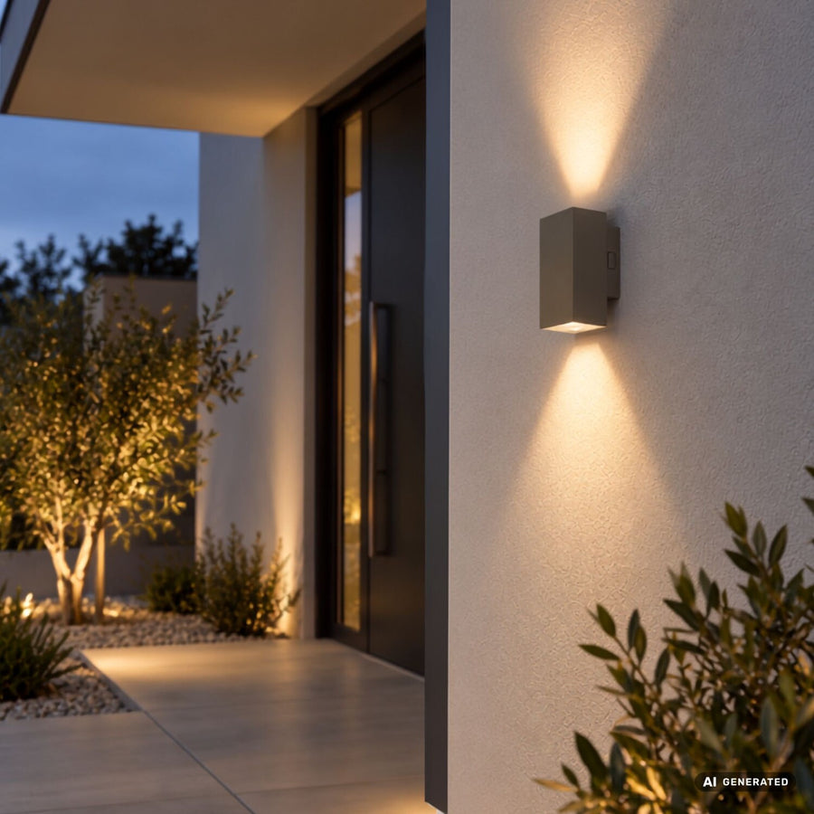 Outdoor Wall Sconce, Urfa, 18W LED, 1800 lm, color temperatures 2700, 4000, 6500 K, H 16 cm, IP65, gray-beige, 77215