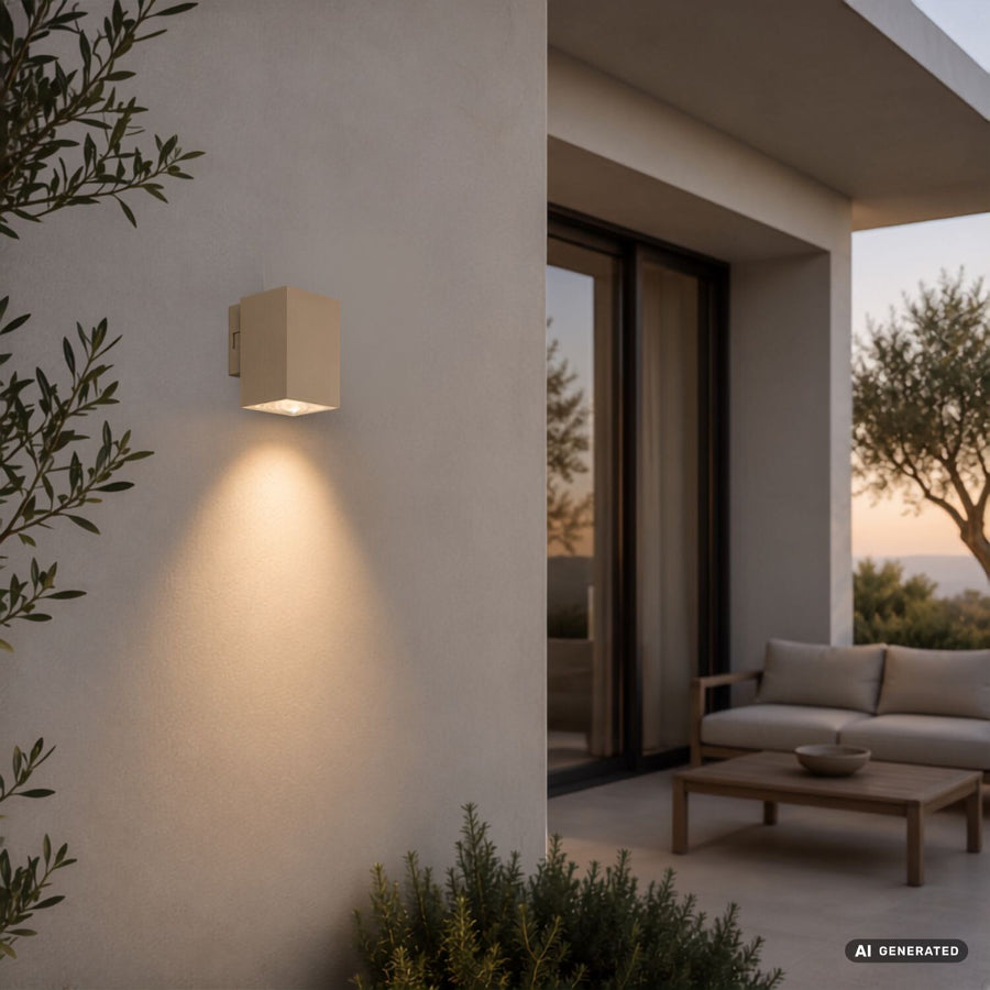 Outdoor Wall Sconce, Urfa, 9W LED, 900 lm, color temperatures 2700, 4000, 6500 K, H 11.5 cm, IP65, gray-beige, 77216