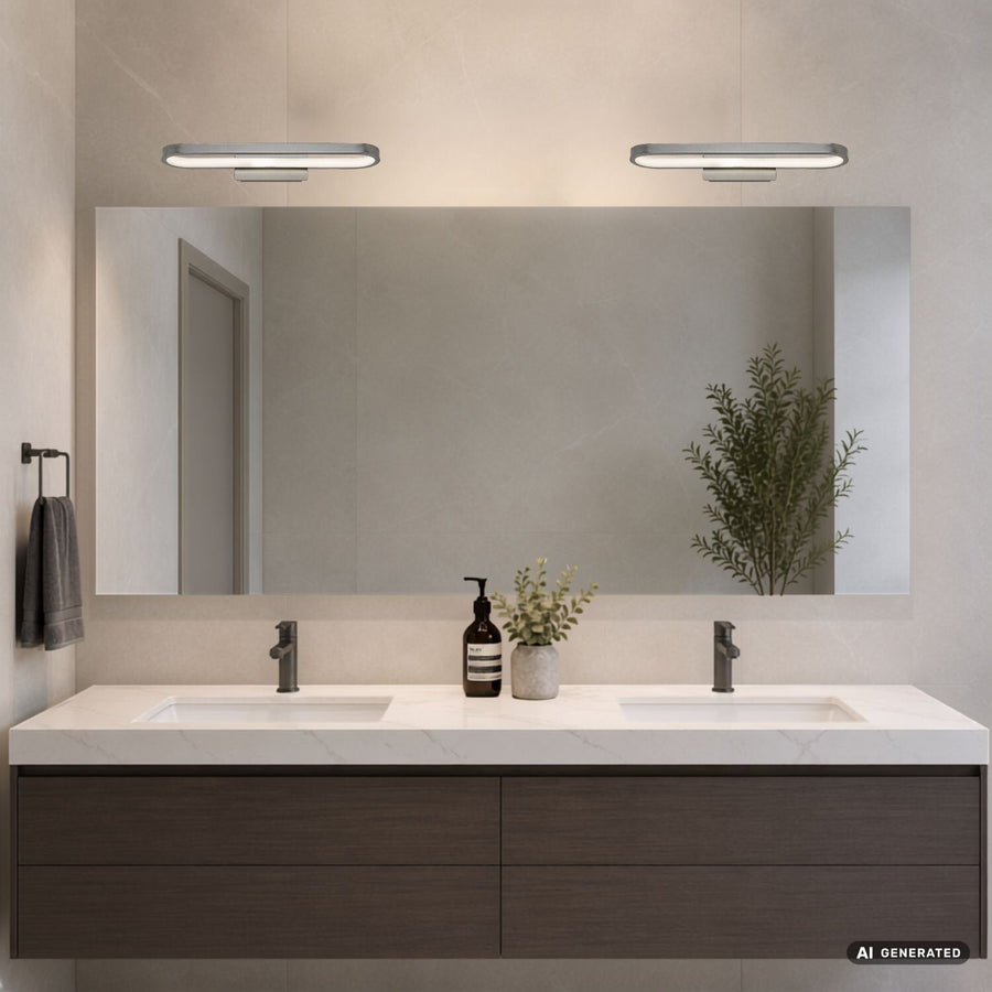 Bathroom Wall Sconce, Odran, LED 15W, 1200 lm, 4000 K, L 40 cm, gunmetal, IP44, 75114