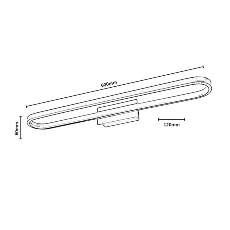 Bathroom Wall Sconce, Odran, LED 18W, 1350 lm, 4000K, L60 cm, gunmetal, IP44, 75115