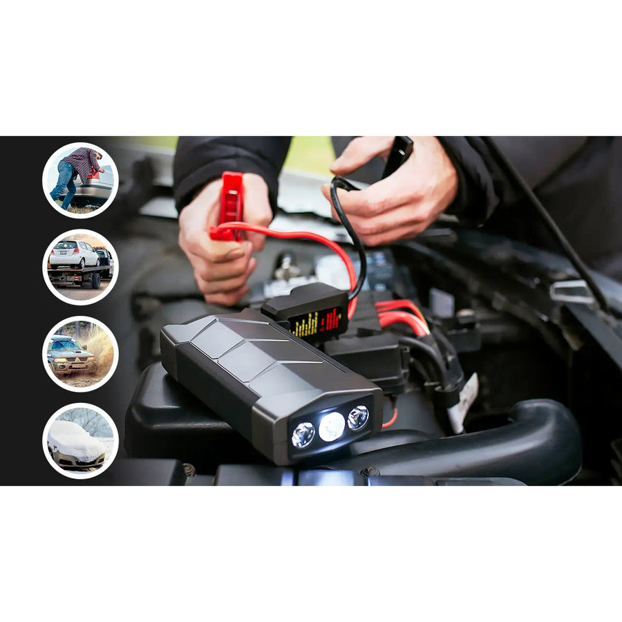Extralink Jump Max7 Jump Starter, 10,000 mAh capacity, 3 LEDs, flashlight, compass, hammer, 400 A cranking current, 1,000 A peak current