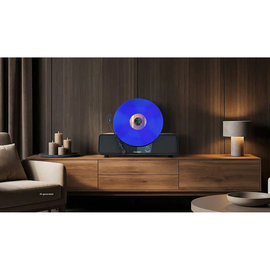 Blaupunkt Automatic Vinyl Turntable, Vertical, BT, USB, Audio-Technica Cartridge, Plays 7" and 12" Records, Varsovia VT200BT