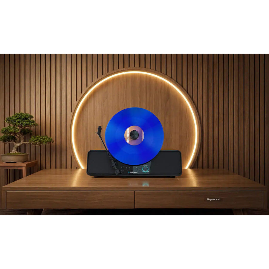 Blaupunkt Automatic Vinyl Turntable, Vertical, BT, USB, Audio-Technica Cartridge, Plays 7" and 12" Records, Varsovia VT200BT