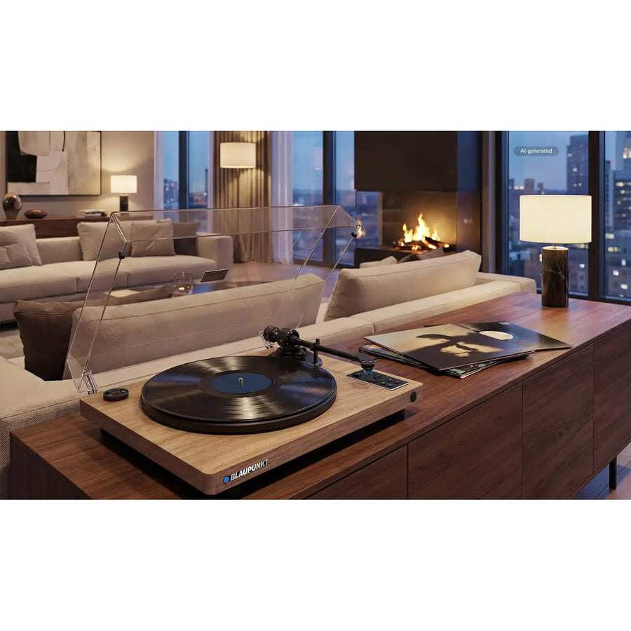 Blaupunkt Automatic Vinyl Turntable, BT, USB, Audio-Technica Cartridge, Plays 7" and 12" Records, Varsovia AT100BT
