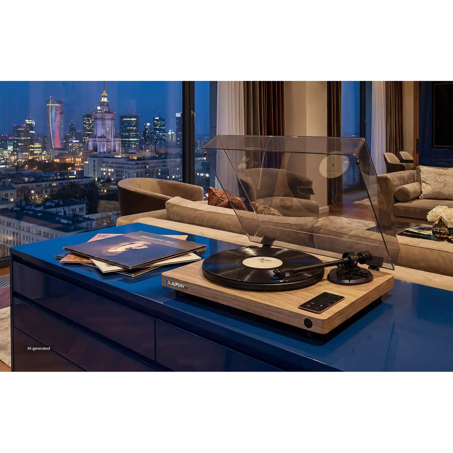 Blaupunkt Automatic Vinyl Turntable, BT, USB, Audio-Technica Cartridge, Plays 7" and 12" Records, Varsovia AT100BT