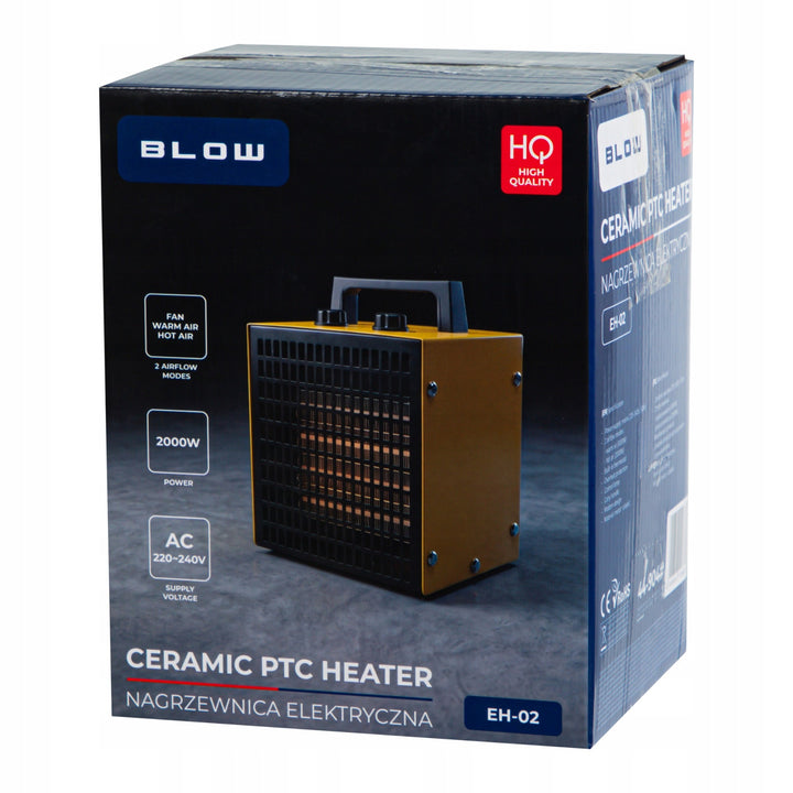 Blow Heater, 2000W, 2 heat settings, adjustable thermostat, overheat protection, 44-904#