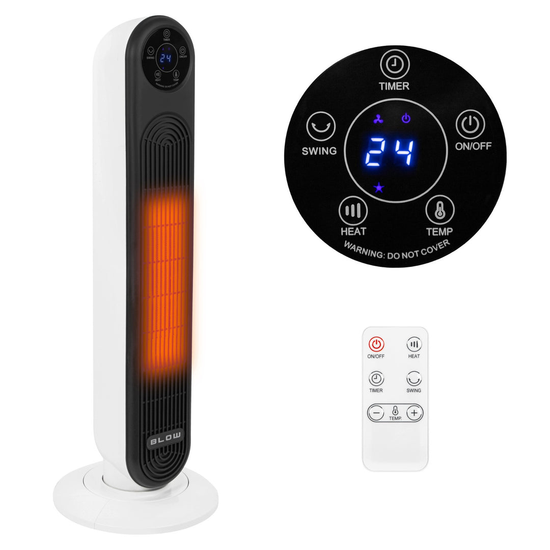 Blow Heater, 2000W, 3 heat settings, temperature control, timer, remote control, 44-905#