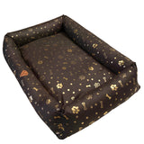 Dog bed, 100x75, waterproof, gold bones, detachable, Dogs4life