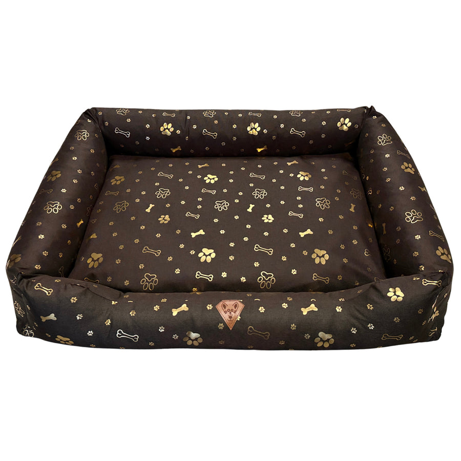 Dog bed, 100x75, waterproof, gold bones, detachable, Dogs4life