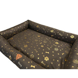 Dog bed, 100x75, waterproof, gold bones, detachable, Dogs4life
