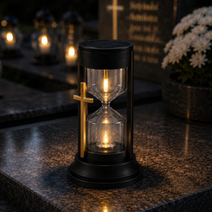 Solar Grave Candle, Hourglass of Eternity, 0.08W LED, 20,000-hour runtime, max brightness 3 lm, 77199, Znicz-lux, 2 pieces