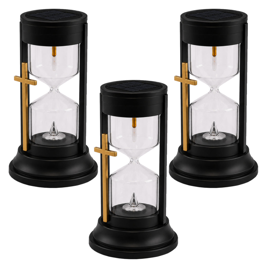 Solar Grave Candle, Hourglass of Eternity, 0.08W LED, 20,000-hour runtime, max brightness 3 lm, 77199, Znicz-lux, 3 pieces