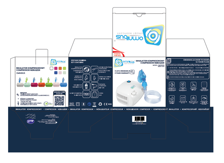 Omnibus BR-CN116B UK Family Piston Nebuliser with Accessories Nebuliser for Kids Adults Family