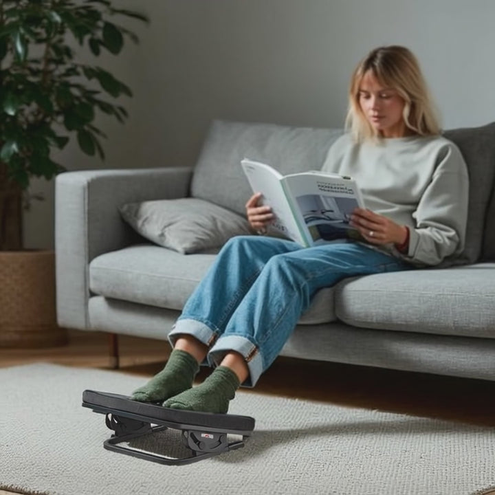 Maclean MC-460 Ergonomic Footrest Leg Foot Rest Infinitely Adjustable Angle Under Desk Removable Cushion Cushioned